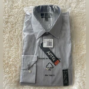 APT 9 men slim fit,dress shirt. Size 16-32/33 Gray & white stripes. (quantity2)